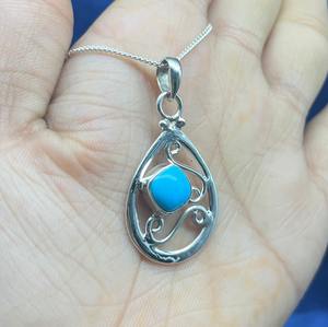 Colgante de ajuste de bisel en forma de corazón turquesa de Plata de Ley 925, joyería hecha a mano con colgantes de estilo bohemio, regalo elegante - Product Image 2