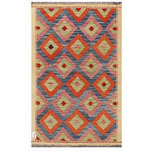 Alfombra Kilim de Maimana, Afganistán, 127 x 79 cm, Adorno de Pared, Pieza Decorativa - Product Image 1