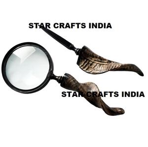 Loupe d'écran portable en laiton massif vintage avec lentille en verre optique et poignée en bois pour la lecture et la décoration artisanale - Product Image 2