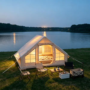 Tente de camping gonflable de 6,3 m, imperméable et coupe-vent pour 4 saisons, avec fenêtre de toit transparente et tissu Oxford 420D imperméable, tente pneumatique avec moustiquaire - Product Image 1