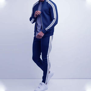 Tela transpirable Look New Quick Dry Full Sleeve con rayas laterales blancas Slim Fit Size Customise Made Men Chándales - Product Image 4