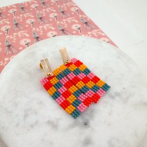 ต่างหูลูกปัดโบฮีเมียนดีไซน์สีเทอร์ควอยซ์และลูกปัดแก้วเรียงซ้อนและของขวัญเครื่องประดับที่ไม่เหมือนใครโดยหัตถกรรม - Product Image 5