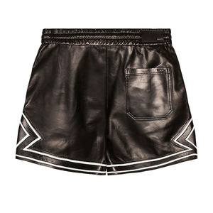 Logo personnalisé avec double poches avec poche arrière cordons de serrage en cuir brodé pour hommes Shorts 2025 vêtements en cuir personnalisés - Product Image 2