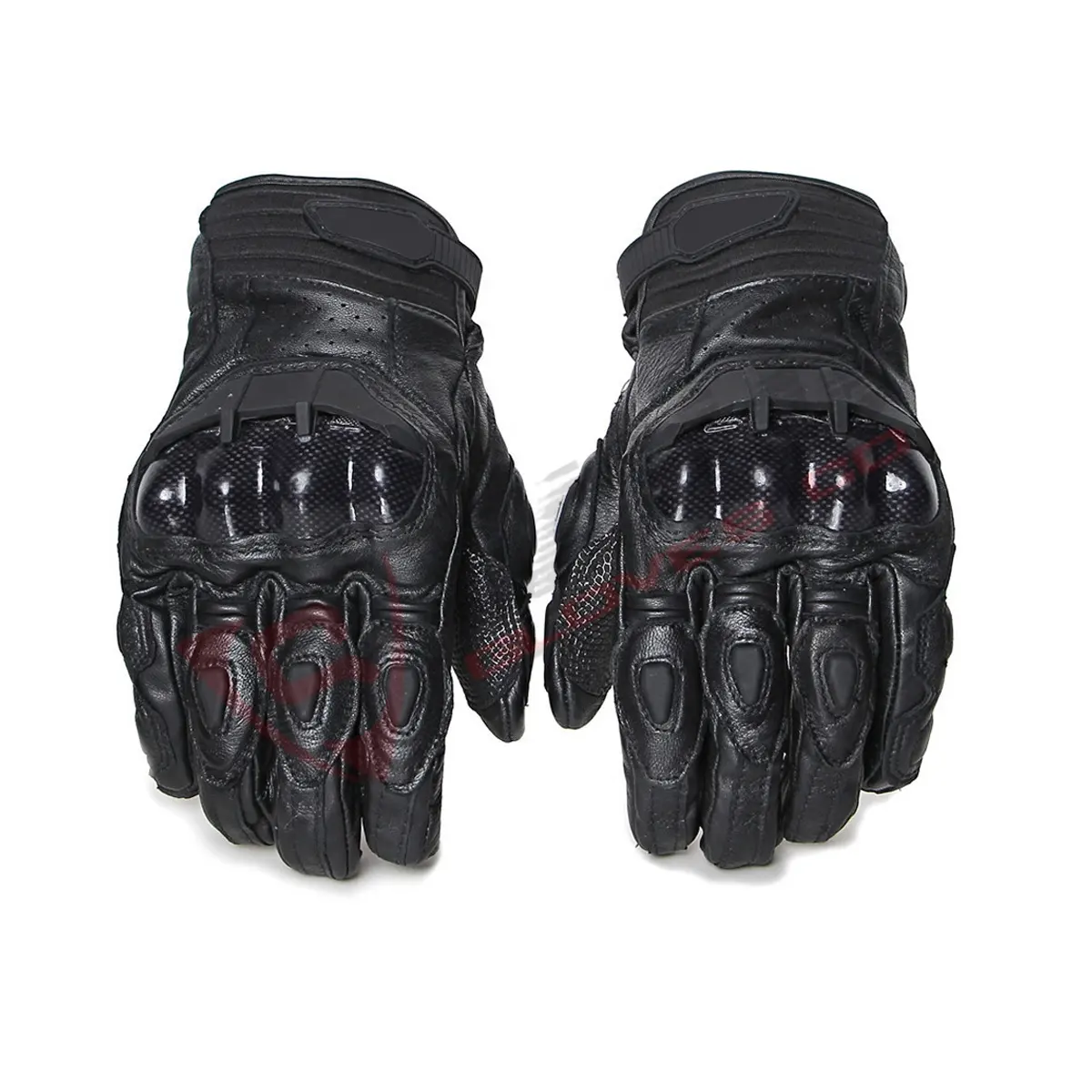 Guantes de cuero negro para motocicleta, manoplas de dedo completo transpirables con pantalla táctil