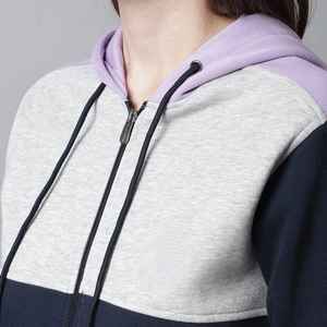 Conjunto Deportivo con Cremallera en Color Gris Marino y Lavanda, de Poliéster y Algodón, Secado Rápido y Transpirable para Invierno - Product Image 4