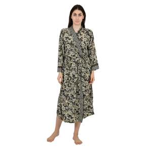 Kimono de Seda de Lujo Estilo Boho para Mujer, con Estampado Paisley y Floral Azul, Ideal para la Playa, Regalo de Jubileo - Product Image 1