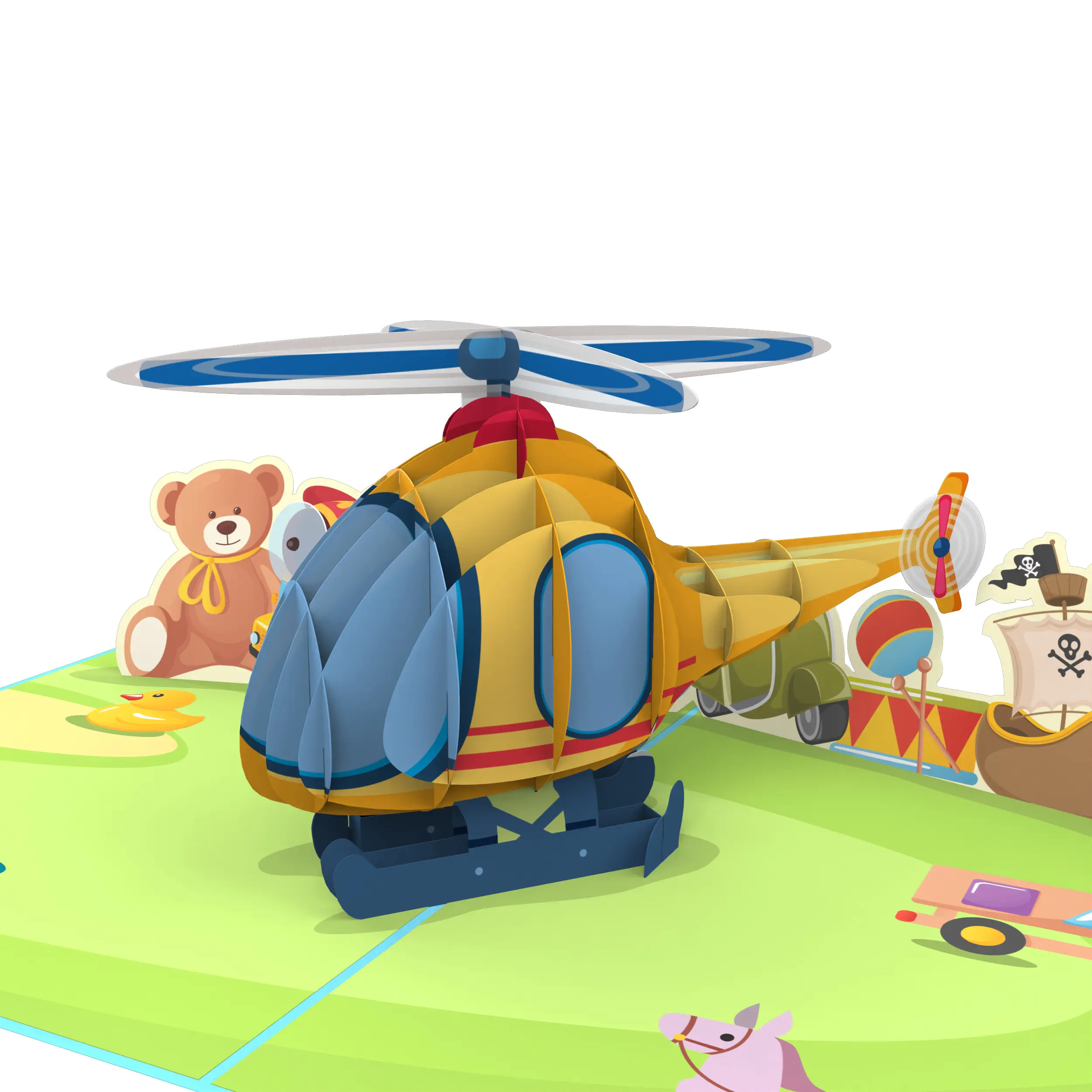 Baby Birthday Kid Helicopter Pop Up Card High Quality Thank You Get Well Soon Good Luck Handmade Laser Cutting 3D Pop Up Card