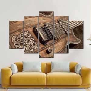 พิมพ์ผ้าใบกีตาร์ไฟฟ้าแนววินเทจชนบทสำหรับคนรักดนตรี5P ผสม: ห่อแกลเลอรี - Product Image 1