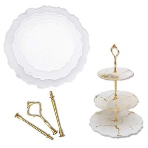 Cautivado en diseño de flores construido Soporte de pastel de Arte de resina con barra dorada central Accesorios de utensilios de cocina altamente atentos para la venta - Product Image 3