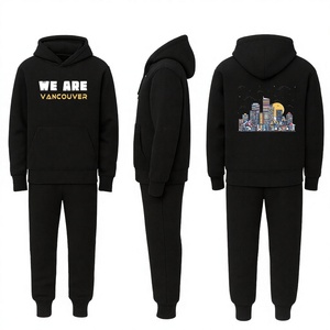 Men Black Hoodie Tracksuit Vancouver 2026 Soccer Cup Streetwear Pullover Sweatshirt Jogger Set Custom Logo Football Fan Outfit - Product Image 1