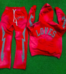 Conjunto Deportivo de Algodón para Hombre, Sudadera con Cierre Completo y Pantalones Deportivos Anchos con Estampado, Unisex - Product Image 5