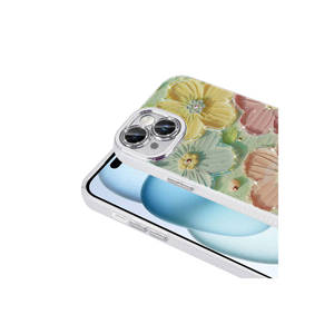 Funda de Silicona Rígida con Pedrería y Estampado Floral de Lujo para iPhone 14, Cubierta Trasera Elegante - Product Image 5