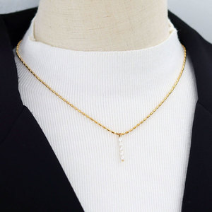 Collar de Perlas de Agua Dulce con Colgante de Acero Inoxidable 316L Resistente al Agua y al Deslustre, Chapado en Oro de 18k, para Mujer - Product Image 3