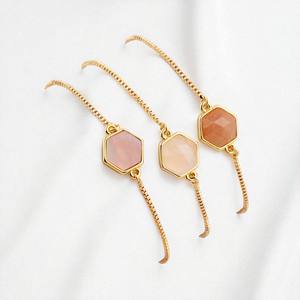 Vente chaude Hexagone Gris Shell Pierre De Naissance Charme Connecteur Lien Chaîne Bracelet Bijoux Pour En Vrac - Product Image 3