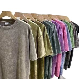 Factory Streetwear 230gsm Oversized Blank Vintage T Shirt Hombres Custom 100% Cotton Acid Wash T-shirt para hombres - Product Image 1
