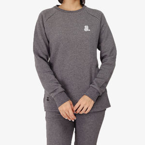 Venta al por mayor de las mujeres raglán bordado Terry cuello redondo sudadera 300g tela peso impresión Digital invierno Casual mangas completas - Product Image 3