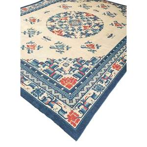Tapis en laine noués à la main Pechino Ivory, motifs médaillon rectangulaires en puzzle pour la maison, le salon, le couloir, l'entrée - Car-PAEM-446 - Product Image 2