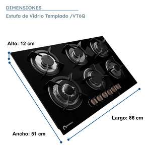 Fornello a 6 Fuochi Shorbull con Piano in Vetro Temperato, Alta Prestazione, Resistente, Fornitura Diretta OEM all'Ingrosso - Product Image 3