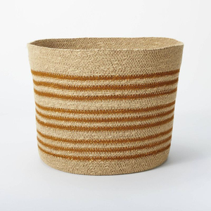 Cesta de Almacenamiento Tejida a Mano de Seagrass Gris con Forma Redonda, Cesta Multiusos para Lavandería y Sala de Estar - Product Image 5