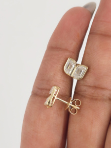 Pendientes de Diamantes de Oro Amarillo de 14K y 18K, Pendientes de Diamantes Cultivados en Laboratorio con Corte de Llama para Mujer, Elegante Regalo de Boda, Joyería Fina - Product Image 4