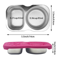 Boîte à sauce en acier inoxydable 304, réutilisable, écologique, étanche, compatible micro-ondes, avec couvercle en silicone, 2 compartiments, capacité de 0 à 1 L