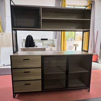 Meuble de cuisine le plus récent, buffet de rangement, table basse, étagère pour micro-ondes, étagère de rangement, porte en verre, armoires de cuisine en bois