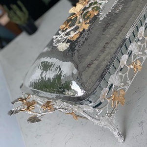 Long mariage maison hôtel miroir poli fini métal plateau de service alimentaire 2025 Top vente métal alimentaire Sebring plateau - Product Image 3