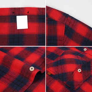 Camisas de vestir de franela sólidas de manga larga con botones ajustadas para hombre, precio al por mayor con logotipo personalizado - Product Image 2