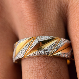 แหวนทอง 14K สำหรับผู้ชาย ประดับเพชรโมอิสซาไนต์ทรงกลม ดีไซน์หรูหรา - Product Image 3