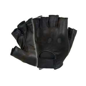 Premium 1/2 Guantes de conducción de dedos Guantes de cuero cortados a mano para motocicleta para hombres para ciclismo al aire libre Uso diario Hecho en Pakistán - Product Image 5