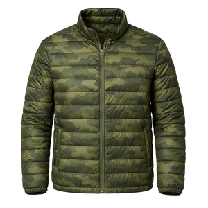 Chaqueta de Plumón Personalizada con Estampado de Camuflaje para Hombre |   Chaqueta Acolchada Ligera y Cálida para Invierno |   Ropa de Exterior con Logotipo OEM | Fabricante y Proveedor de Ropa - Product Image 1