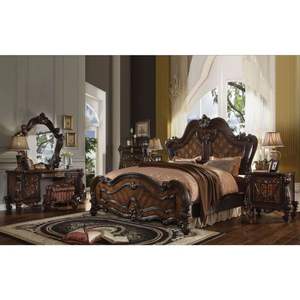 Antique Brown Mahogany <b>Veneer</b> Bedroom Classic Solid Wood Hand Carved Traditional Design - Product Image 4