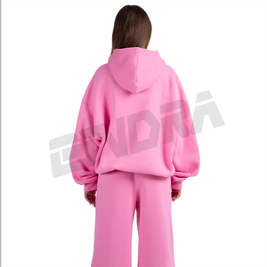Chándal de gran tamaño rosa para bebé para mujer, conjunto suave de dos piezas con sudadera y joggers, ropa de descanso informal cómoda - Product Image 5