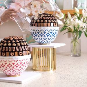 Bol en nacre, bol à dessert au chocolat, incrustation d'os, support à dessert en nacre, plateau à gâteau, bols de service pour chocolat - Product Image 1