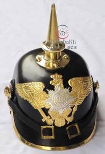 Casque allemand médiéval en cuir Pickelhaube, costume médiéval portable pour Halloween, agate, métal, décoration de maison, cadeau - Product Image 2