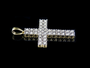 Pendentif croix en argent sterling S925 avec diamant Moissanite plaqué or rose dans des bijoux religieux chrétiens de style Hip Hop - Product Image 3