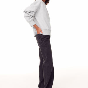 Sweat-shirt côtelé vintage à col rond pour femmes 100% coton Badge personnalisé décoration vêtements d'hiver en gros pour dames - Product Image 6