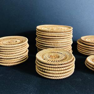 Posavasos de mimbre tejidos a mano, posavasos de mimbre ovalado de lino de yute, posavasos para mesa de comedor, posavasos resistentes al calor - Product Image 2