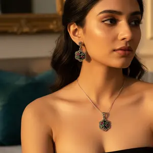 "925 <b>Silver</b> <b>Stud</b> Earrings Set with Gemstones for Women's Gift Jewelry" - Product Image 2