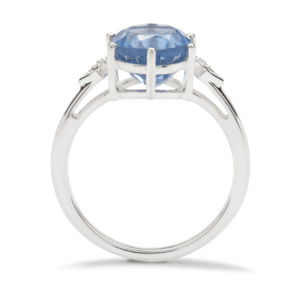 Bague en argent sterling avec fluorite bleue velours et zircon blanc 4,23 ct, bijou géométrique en grappe - Product Image 3