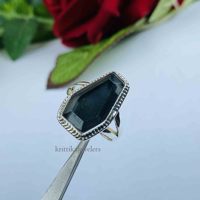 Bague en argent sterling 925 classique avec pierre précieuse onyx noir, sertie de diamants, cadeau pour femme pour mariage, anniversaire ou Saint-Valentin