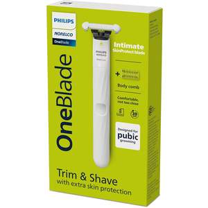 Philips Norelco OneBlade Intimate, Recortadora Corporal para Zonas Íntimas y Públicas, QP1924/70 + Philips Norelco OneBlade Intimate SkinProtect - Product Image 1