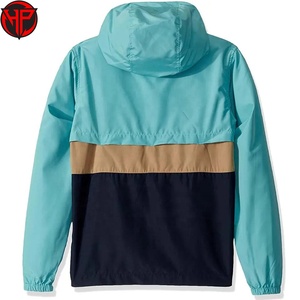 Chaqueta Anorak con Capucha y Bloques de Color, Ligera, Cortavientos, Impermeable, para Exteriores, con Cierre de Cremallera de un Cuarto - Product Image 4