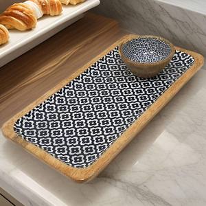 Latest Design Wooden <b>Tray</b> Wood Serving <b>Tray</b> <b>with</b> Curve <b>Handle</b> Hotels for Coffee <b>Tea</b> - Product Image 2