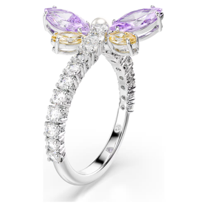 Anillo de Lujo con Flor de Lavanda Marquise para Mujer, Plata de Ley 925, Circonita Cúbica, Perla, Mariposa, Anillo Floral de Cóctel - Product Image 1