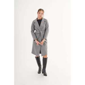 เสื้อโค้ทแคชเมียร์สีแอนทราไซต์ขายส่ง พร้อมเข็มขัดและซับในแบบทอ - Product Image 6