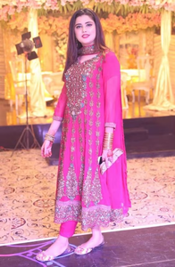 Elegant Stylish-Long-Kurta--with Pant for Party-wear-<b>dress</b> with Beautiful Applique Work for Party/ Wedding =2021 - Product Image 5