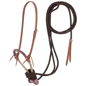 רגיל עור Bosal קולב-שני טון Bosal-שמנוני חום צבע-Mecate כבל-אמריקאי פרה עור