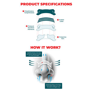 แถบจมูกสำหรับผู้ใหญ่ที่ชัดเจนสำหรับการหายใจและการบรรเทาอาการนอนกรน - Product Image 3