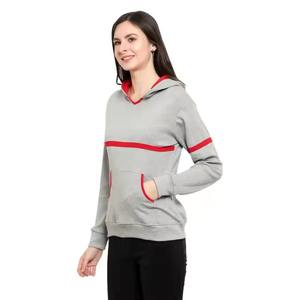 Sweat à capuche pour femme avec manches complètes légères Poches avant Logo personnalisable Design Long manteau d'hiver pour la vente en gros - Product Image 3